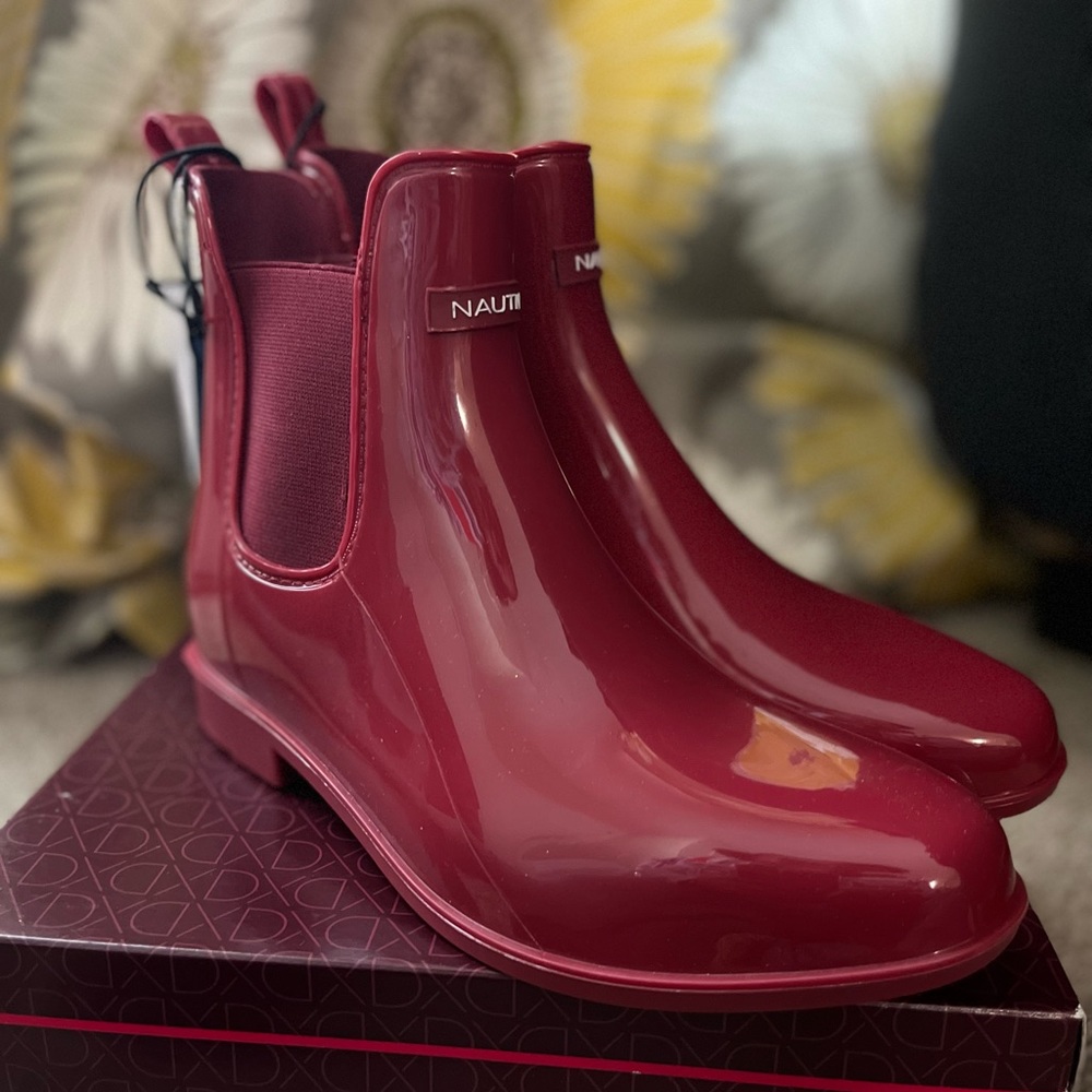 Nautical rain boots